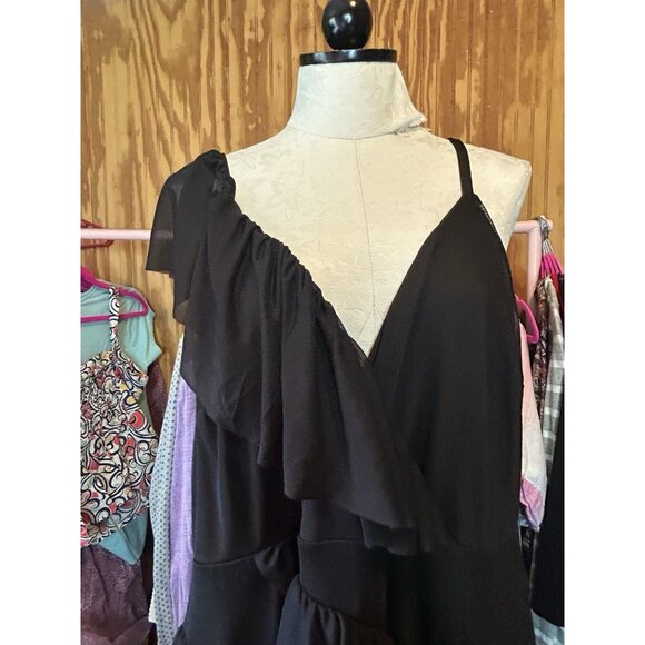 Torrid 3 (3X) Black Midi Mesh Ruffle Surplice Dress Cocktail Party - Picture 5 of 11